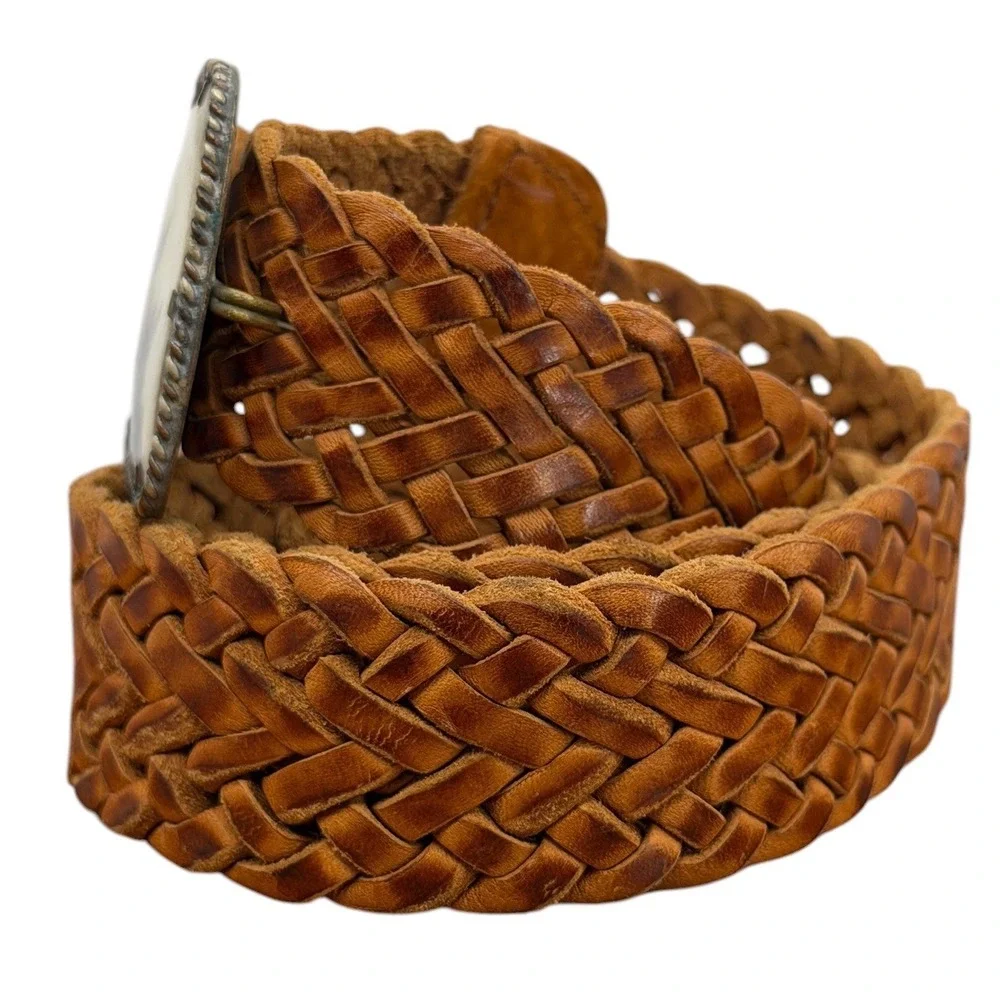 Moroccan Woven Leather Belt Women Brown Western Boho Prairie Hippie Cottage Core